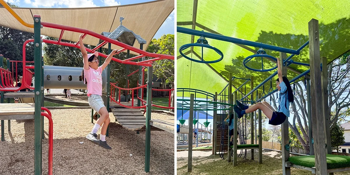 The girls becoming masters of monkey bars and jungle gyms